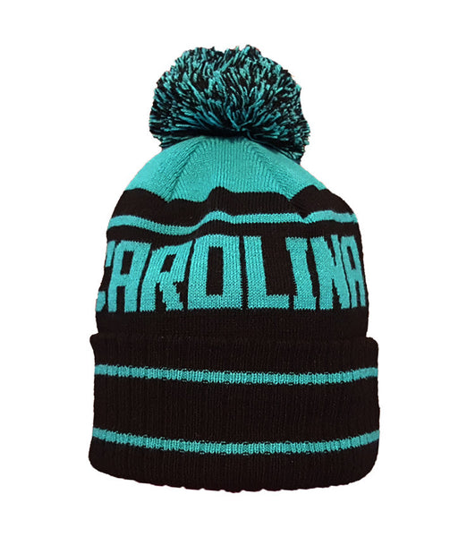 Zoozatz Collegiate Apparel Coastal Carolina Chanticleer Embroidered Beanie w Pom Carolina Pom Cuffed Panthers Beanie | NFL | Starter main image 4