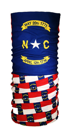 North Carolina Flag Tube Scarf - State of NC Bandana Headwear Ascot