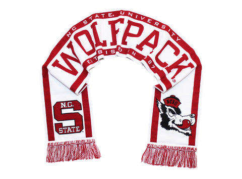 NC State Wolfpack Scarf - Hungry Wolf Throwback White Woven