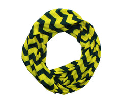 Dark Green & Yellow Chevron Infinity Scarf