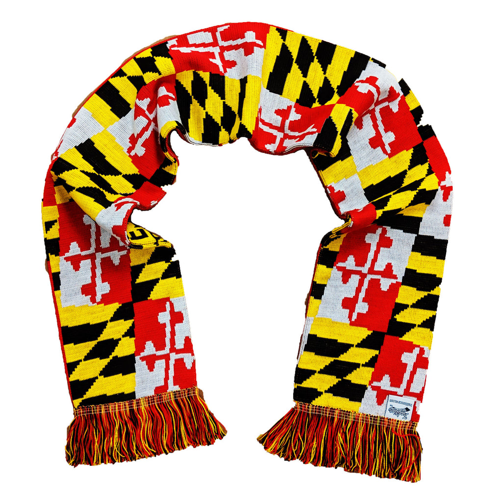 Maryland Scarf - Red Knitted with Maryland State Flag Back